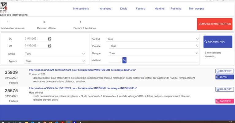 Aperçu de l'espace client extranet Aperçu de l'espace client extranet